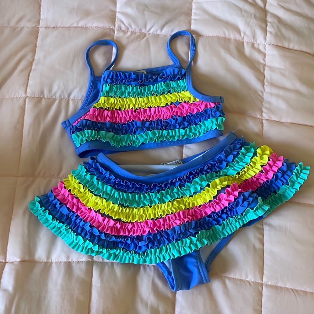 Flapdoodles 2 Piece Girls Ruffle Swimsuit